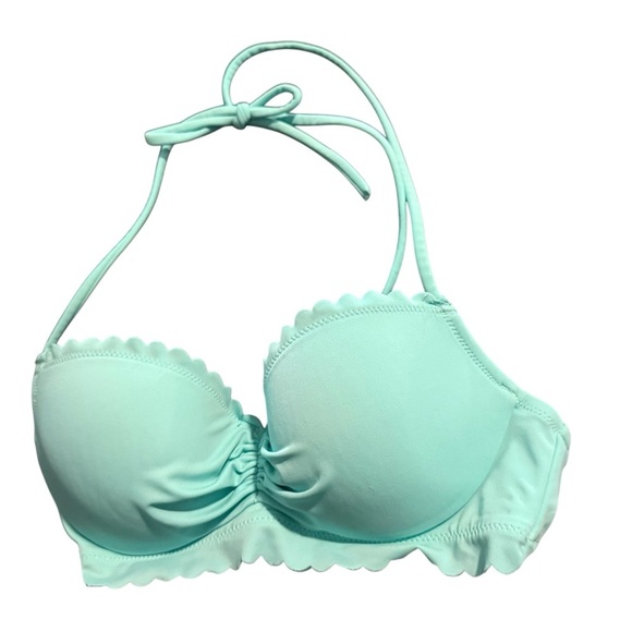 Victoria’s Secret teal Zuma Getaway Scalloped Underwire halter Bikini swim 32B - Picture 3 of 6